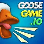 흰 거위가 크게 울고 있는 모습과 텍스트 GOOSE GAME 