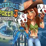 Governor of Poker 3 ์นด์ฐ๋ณด์ด ๋ชจ์๋ฅผ ์ด ์ฌ์ฑ์ด ํฌ์ปค ์นด๋๋ฅผ ๋ค๊ณ ์์ผ๋ฉฐ, ๋ฐฐ๊ฒฝ์๋ ํ๋ คํ ๊ฑด๋ฌผ๊ณผ ์นฉ์ด ์์ฌ ์๋ค