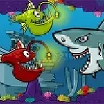 Growing Fish ์์ด์ ๋ ๋ง๋ฆฌ์ ์ต๋ฌด๋ง๋ฅ์ด๊ฐ ๋ฐ๋ท์ ํ๋ ๋ฐฐ๊ฒฝ ์์ ๊ทธ๋ ค์ ธ ์์ผ๋ฉฐ, ์ฃผ๋ณ์ ์ฐํธ์ ๋ฐ์๊ฐ ๋์ฌ ์๋ค