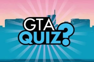 푸른 도시 배경 위에 GTA QUIZ?