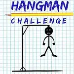 격자 무늬 종이에 교수형에 처한 막대기 사람 그림과 위에 연필로 그린 단어 CHALLENGE가 쓰여 있음