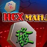 HEX MAHJONG이라는 텍스트와 함께 다양한 마작 타일이 있는 화려한 배경