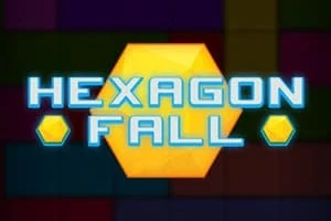 노란 육각형 배경에 파란색 글씨로 HEXAGON FALL이 적힌 이미지