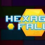 노란 육각형 배경에 파란색 글씨로 HEXAGON FALL이 적힌 이미지