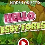 나무와 식물이 가득한 숲을 배경으로 HELLO MESSY FOREST라는 글자가 있는 이미지