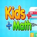 알록달록한 글자의 Kids Math와 휴대폰 화면에 수학 문제인 20÷4=?