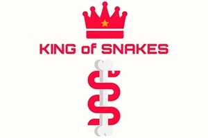 빨간 왕관과 KING OF SNAKES라는 글자 아래 뱀 모양의 그래픽이 있는 이미지