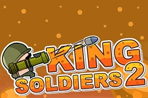 군인이 발사기를 통해 미사일을 쏘고 있는 모습과 KING SOLDIERS 2라는 텍스트가 중점적으로 나온 갈색 배경의 이미지