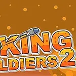 군인이 발사기를 통해 미사일을 쏘고 있는 모습과 KING SOLDIERS 2라는 텍스트가 중점적으로 나온 갈색 배경의 이미지