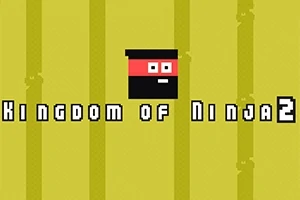 노란색 배경에 간단한 그래픽 스타일로 그려진 닌자 이미지와 KINGDOM OF NINJA 2라는 텍스트가 중앙에 있다