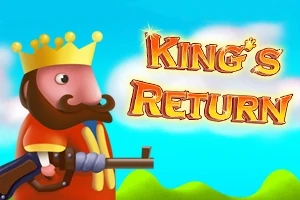 왕관을 쓴 캐릭터가 총을 들고 있으며, 푸른 하늘 아래 Kings Return이라고 적혀 있다