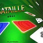 녹색 배경에 “La Bataille” 글자와 주변에 흩어진 여러 장의 트럼프 카드가 있는 이미지