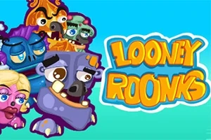 다양한 표정을 짓고 있는 만화 스타일의 몬스터 얼굴들이 함께 모여 있으며, 오른쪽에는 LOONEY ROOKS라는 글자가 있다