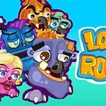 다양한 표정을 짓고 있는 만화 스타일의 몬스터 얼굴들이 함께 모여 있으며, 오른쪽에는 LOONEY ROOKS라는 글자가 있다