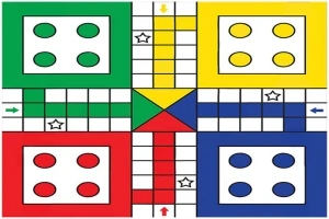 녹색, 노란색, 빨간색, 파란색으로 구분된 사각형들이며, 각각 원이 네 개 있는 보드 게임의 이미지