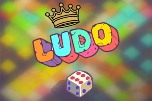 LUDO라는 문자열과 왕관, 주사위가 그려진 화려한 배경 이미지