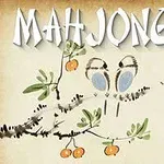 두 마리 새가 앉아 있는 나뭇가지와 열매 그림 위에 MAHJONGG라는 글자가 있는 이미지