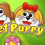 강아지 얼굴을 한 두 개의 귀여운 캐릭터가 초록색 배경 위에 있으며 Meet Puppy라는 글자가 적혀 있습니다