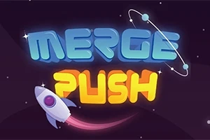 우주를 배경으로 한 MERGE PUSH라는 텍스트와 함께 작은 로켓이 있는 이미지