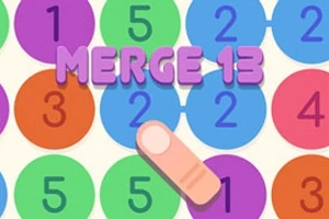 다채로운 숫자 원과 MERGE 13이라는 텍스트가 중앙에 있으며 손가락 아이콘이 숫자 1 위에 있는 이미지