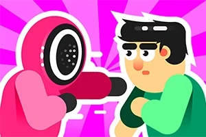 핑크 옷을 입은 사람과 초록 옷을 입은 사람이 대치하는 장면의 만화 스타일 이미지