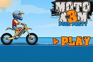 헬멧을 쓴 오토바이 운전자가 푸른 바다를 배경으로 바이크를 타고 있는 모습과 PLAY 버튼이 있는 화면