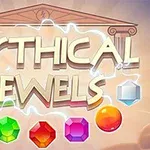 MYTHICAL JEWELS라는 텍스트 배경에 다양한 색상의 보석들이 배열되어 있는 이미지
