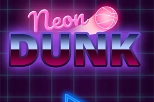 Neon Dunk라는 텍스트가 네온으로 표현되고 배경에 격자 무늬가 있는 이미지