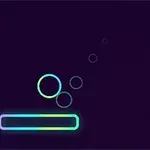 어두운 배경에 다채로운 색상의 얇은 막대와 점점 작아지는 네 개의 원이 있는 이미지