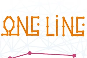 배경에 연결된 점들이 있는 화면 위에 주황색 점들로 구성된 ONE LINE 글자가 있습니다
