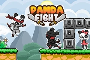 두 마리의 팬더가 닌자 복장을 하고 검을 들고 싸우는 모습이 그려져 있고, 가운데에는 Panda Fight라는 글자가 장식되어 있다