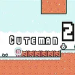 핑크색 캐릭터가 픽셀 스타일의 플랫폼 위에 서 있고 Pink Cuteman 2라는 글자가 화면에 나타나 있다