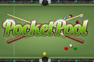초록색 당구대 위에 교차된 큐대와 여러 개의 당구공이 있는 이미지