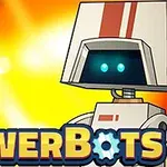 로봇 두 대가 밝은 빛을 배경으로 위치하고 있으며, 아래에 POWERBOTS라는 텍스트가 있습니다