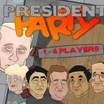 여러 인물들의 캐리커처가 배치된 이미지, 상단에 President Party라는 텍스트가 있다