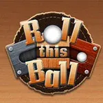 Roll the Ball이라는 글자가 나무 배경 위에 금속과 나무 질감으로 표현되어 있음