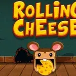 쥐가 큰 치즈를 들고 있는 모습과 ROLLING CHEESE라는 글자가 있는 만화 스타일의 이미지