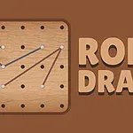 갈색 배경에 목재로 된 점판과 ROPE DRAW라는 텍스트가 있습니다