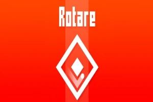 빨간 배경에 흰색 마름모와 작은 점이 있는 심볼 위에 Rotare라는 텍스트가 있는 이미지