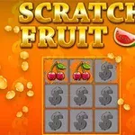 주황색 배경에 SCRATCH FRUIT라는 문구와 두 개의 체리가 있는 스크래치 카드 이미지