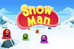 하늘 아래 눈 덮인 풍경에 다채로운 색상의 외눈 몬스터들이 있는 그림입니다