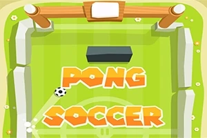 녹색 배경에 PONG SOCCER라는 글자가 있고, 축구공과 골대 이미지가 있는 화면