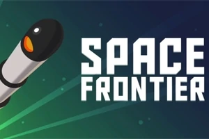 우주를 배경으로 왼쪽에 로켓이 있고 오른쪽에 SPACE FRONTIER라는 텍스트가 있는 이미지