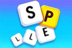 파란색 배경 위에 흰색과 노란색 타일에 SPELL이라는 글자가 있는 이미지