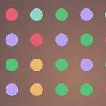 회색 배경 위에 빨강, 초록, 보라, 노랑, 청록색으로 이루어진 5행 5열의 색색의 원이 배열되어 있다