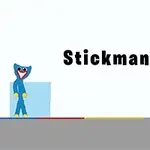 파란색 캐릭터가 왼쪽에 있고 오른쪽에 Stickman Huggy라는 텍스트가 있는 이미지
