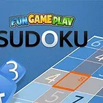 파란색 배경에 숫자 퍼즐이 그려져 있고 SUDOKU라는 글자가 중앙에 보입니다