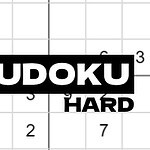 배경에 숫자가 채워진 스도쿠 퍼즐이 있고 중앙에 SUDOKU HARD라는 글자가 있는 이미지