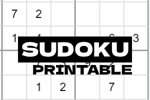 배경에 숫자 그리드가 있고 중앙에 SUDOKU PRINTABLE이라는 텍스트가 있는 이미지