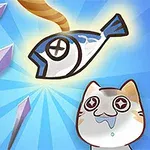 물고기가 머리 위에 떠 있는 고양이와 세 개의 날아가는 화살이 있는 그림